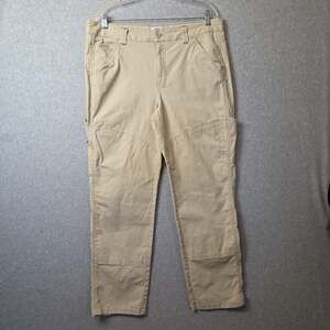 L.L. Bean Favorite Fit Beige Cotton Stretch Casual Canvas Cargo Pants Women's 14